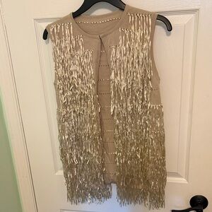 Sweater vest satin fringe